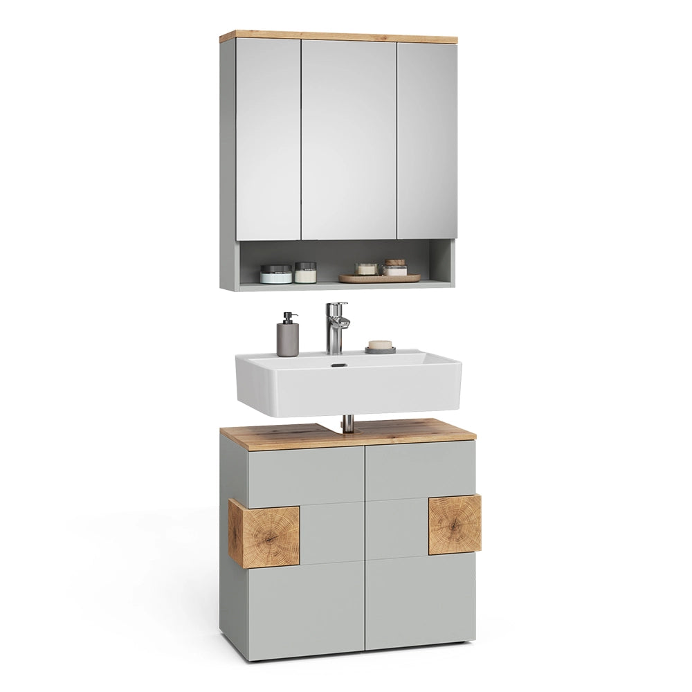 Vicco Set di mobili da bagno Grigio 2 parti
