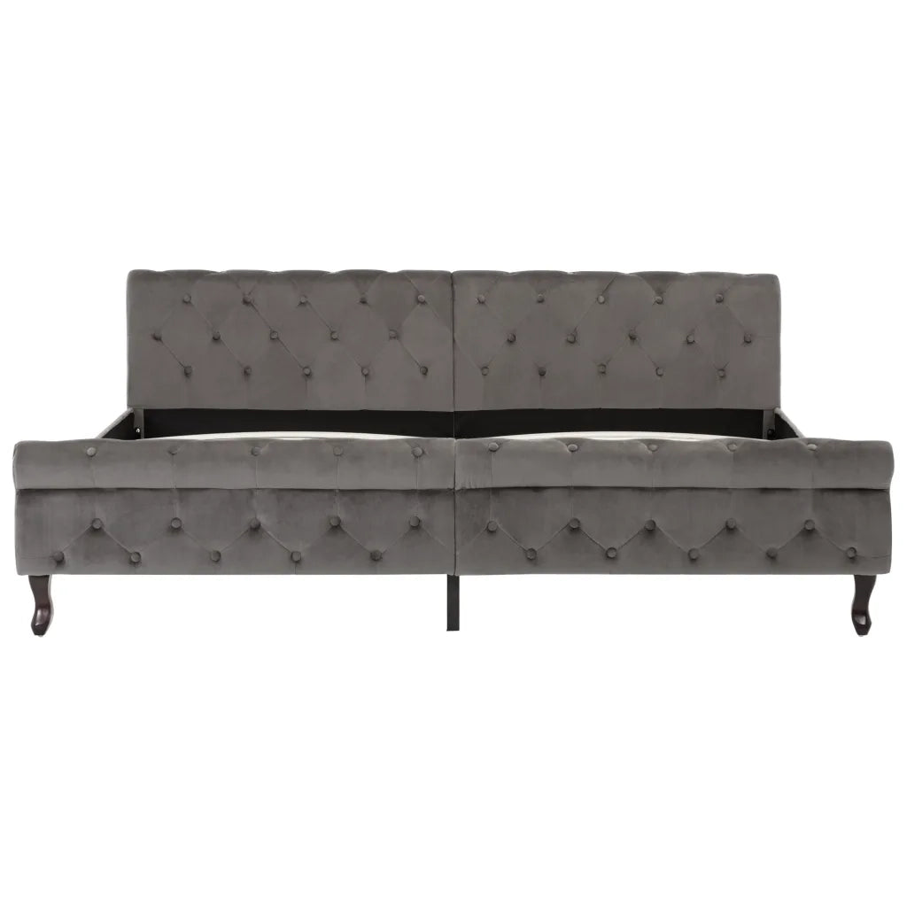 Letto matrimoniale | Letto per adulti | Giroletto Grigio in Velluto 200x200 cm