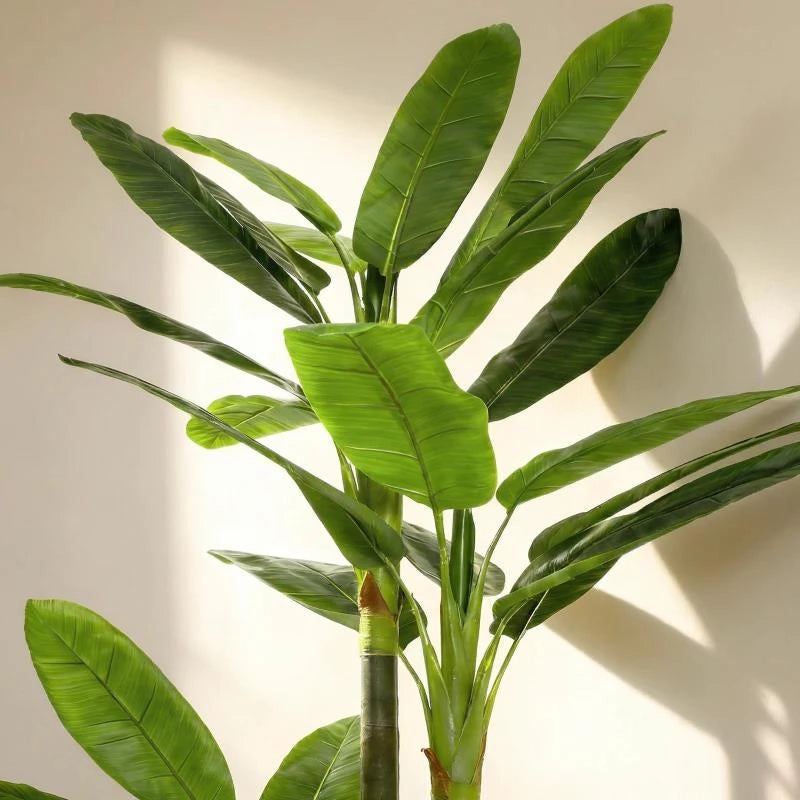 ALBERO DI BANANO ARTIFICIALE PIANTA FINTA CON 18 FOGLIE, 180 CM, VERDE