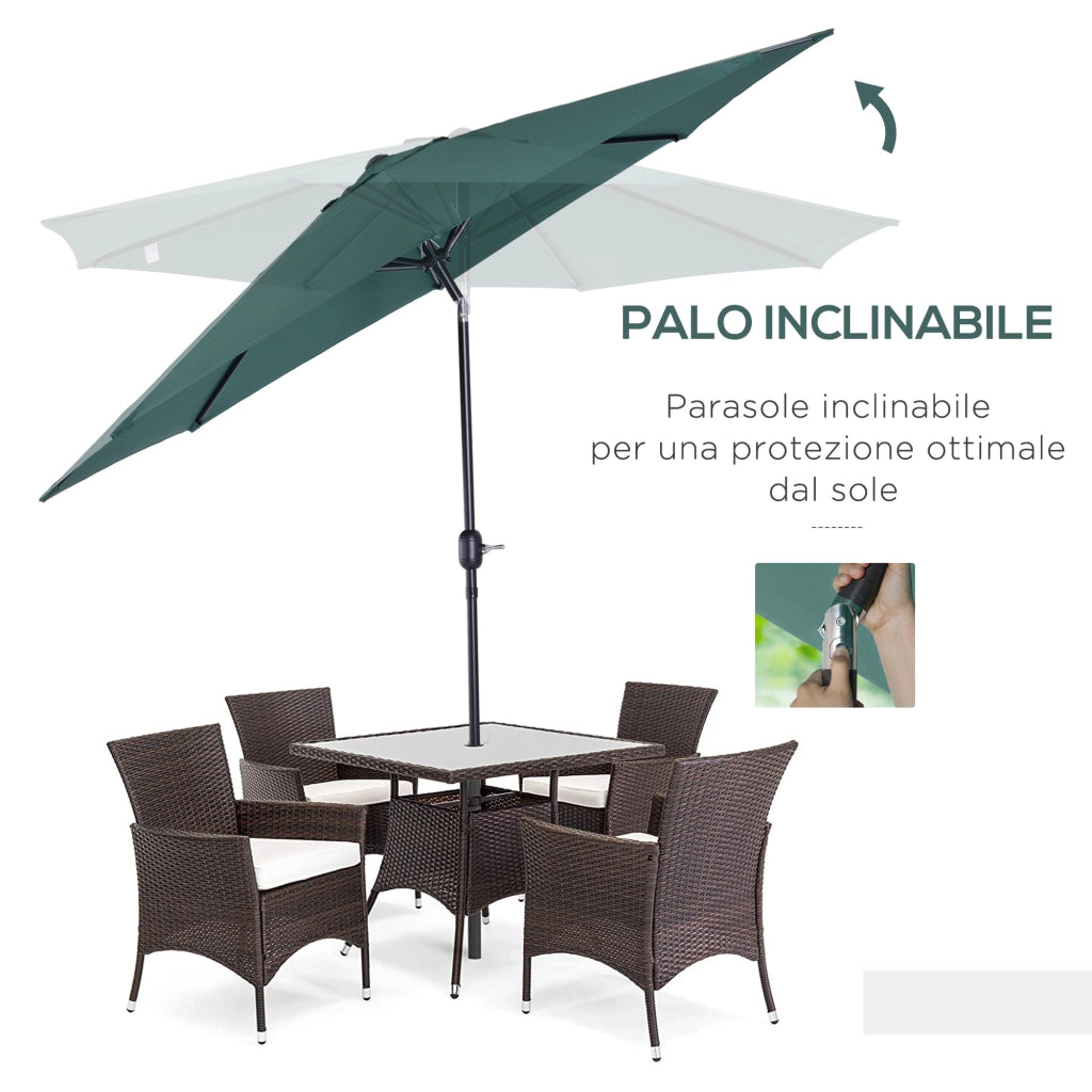 Ombrellone da Giardino Inclinabile ¨C Zephmum ¨C Verde 3x2.5 m Metallo Poliestere