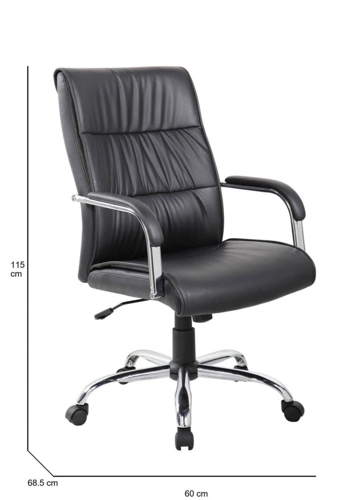 Sedia da ufficio Bangkok, Poltrona direzionale con braccioli, Sedia ergonomica da ufficio, 69x60h105/115 cm, Nero