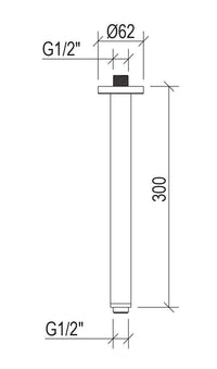 Braccio Doccia a Soffitto Lungo 30 cm Tevere