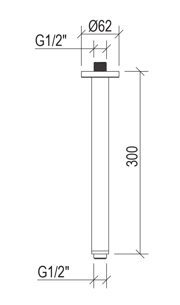 Braccio Doccia a Soffitto Lungo 30 cm Tevere