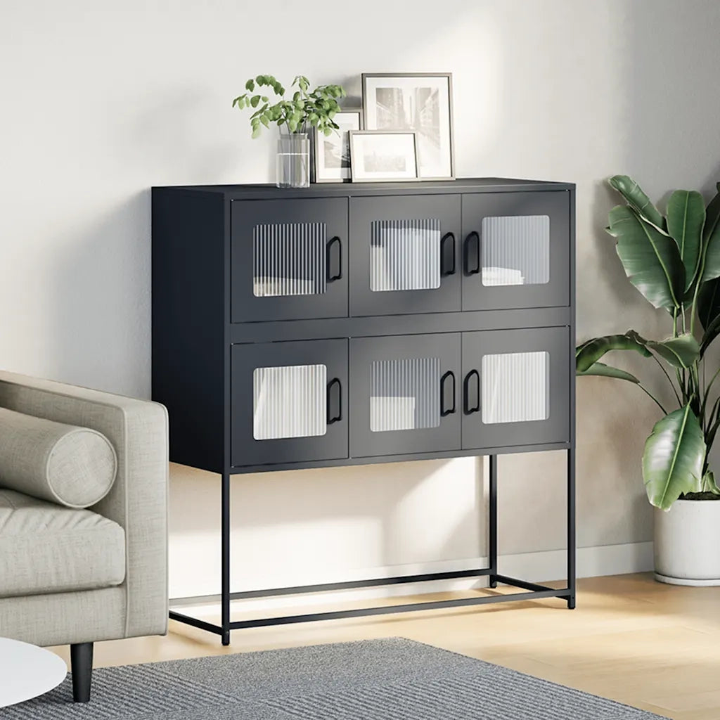 Credenza Antracite 100,5x39x107 cm in Acciaio Laminato a Freddo