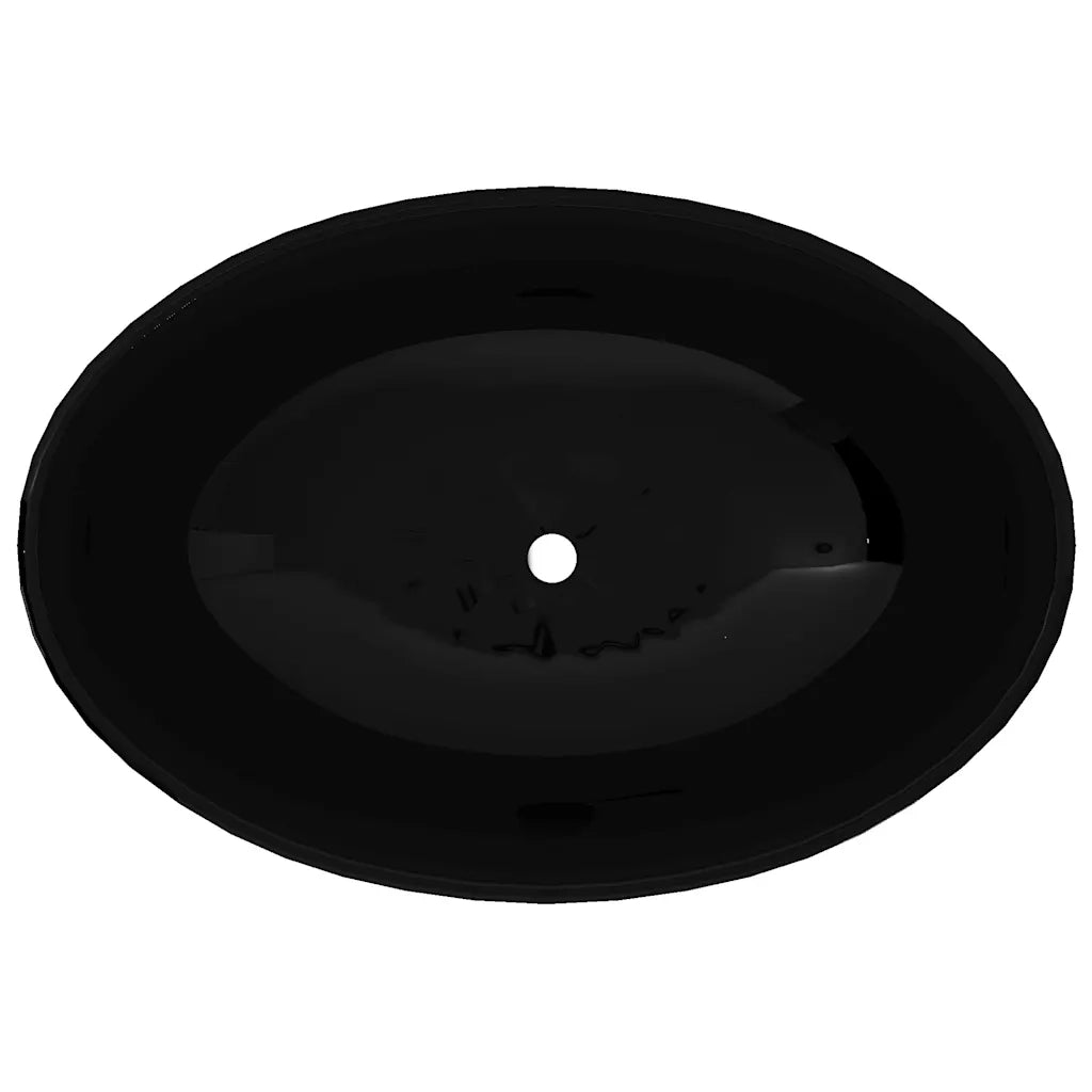 Lavello-Lavandino in Ceramica di Lusso Nero Ovale 40 x 33 cm