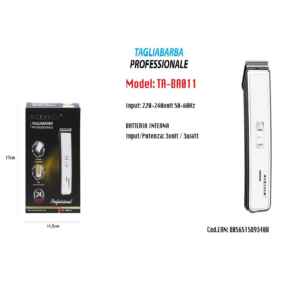 Trade Shop - Taglia Barba Professionale Elettrico Rasoio Barba Uomo A Batteria Ta-ba011 -