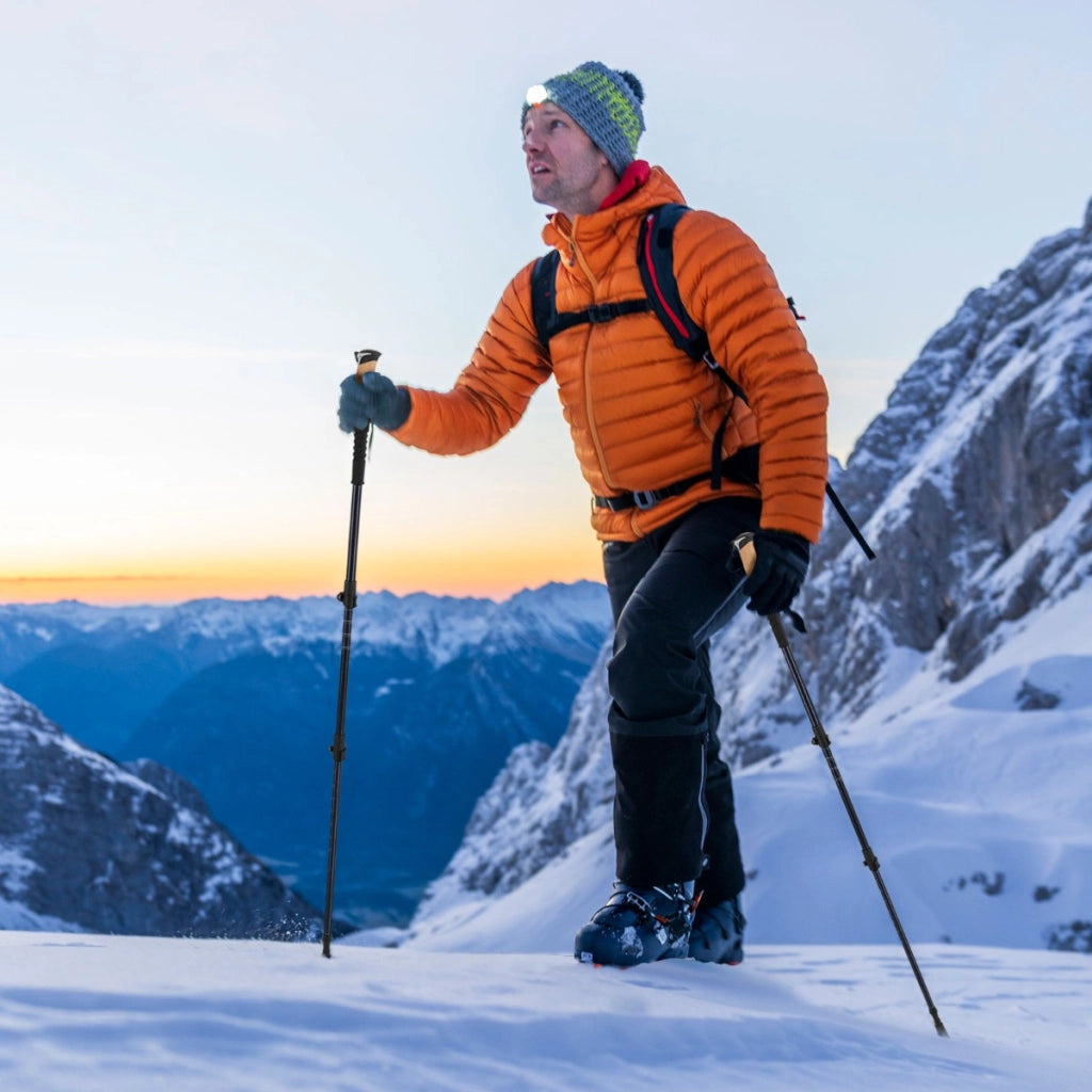 Bastoni da trekking coppia retrattili con impugnature eva e blocco rapido, Bastoni da trekking borracce in alluminio Nero-Campeggio e Trekking