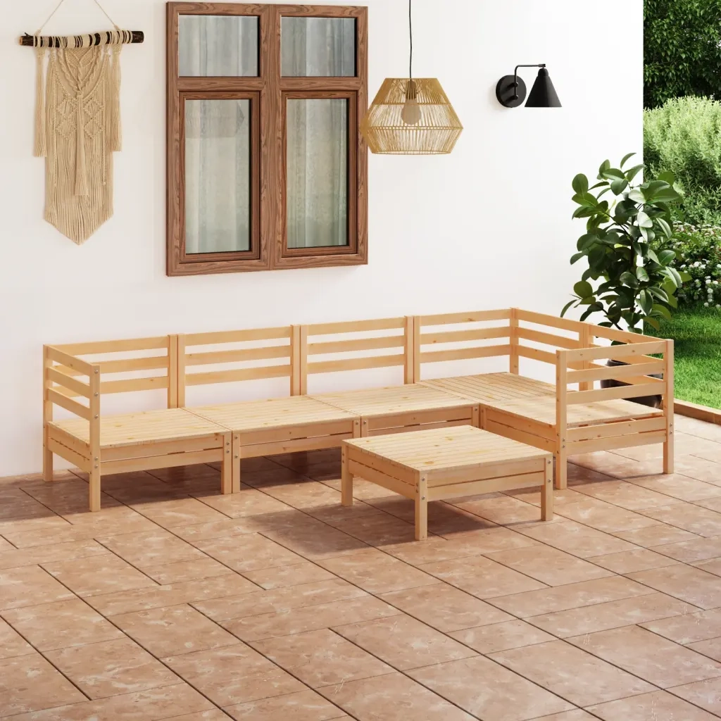 Set Salotto da Giardino 6 pz | Set di Mobili da Esterno in Legno Massello di Pino