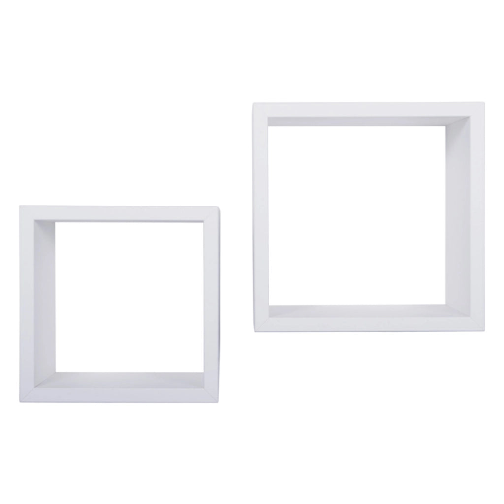 Set di 2 Mensole da Muro Modello Q-BIS MAXI, Cubi Arredo, Mensole Cubo, Cubi da Parete. Misure 35x35 p23.7 cm e 31x31 p23.7 cm. Finitura  BIANCO - MADE IN ITALY