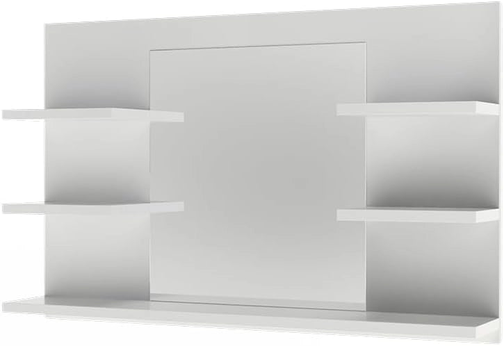 Specchio contenitore bagno Wilbur, Bianco, 78 x 50 cm con ripiani