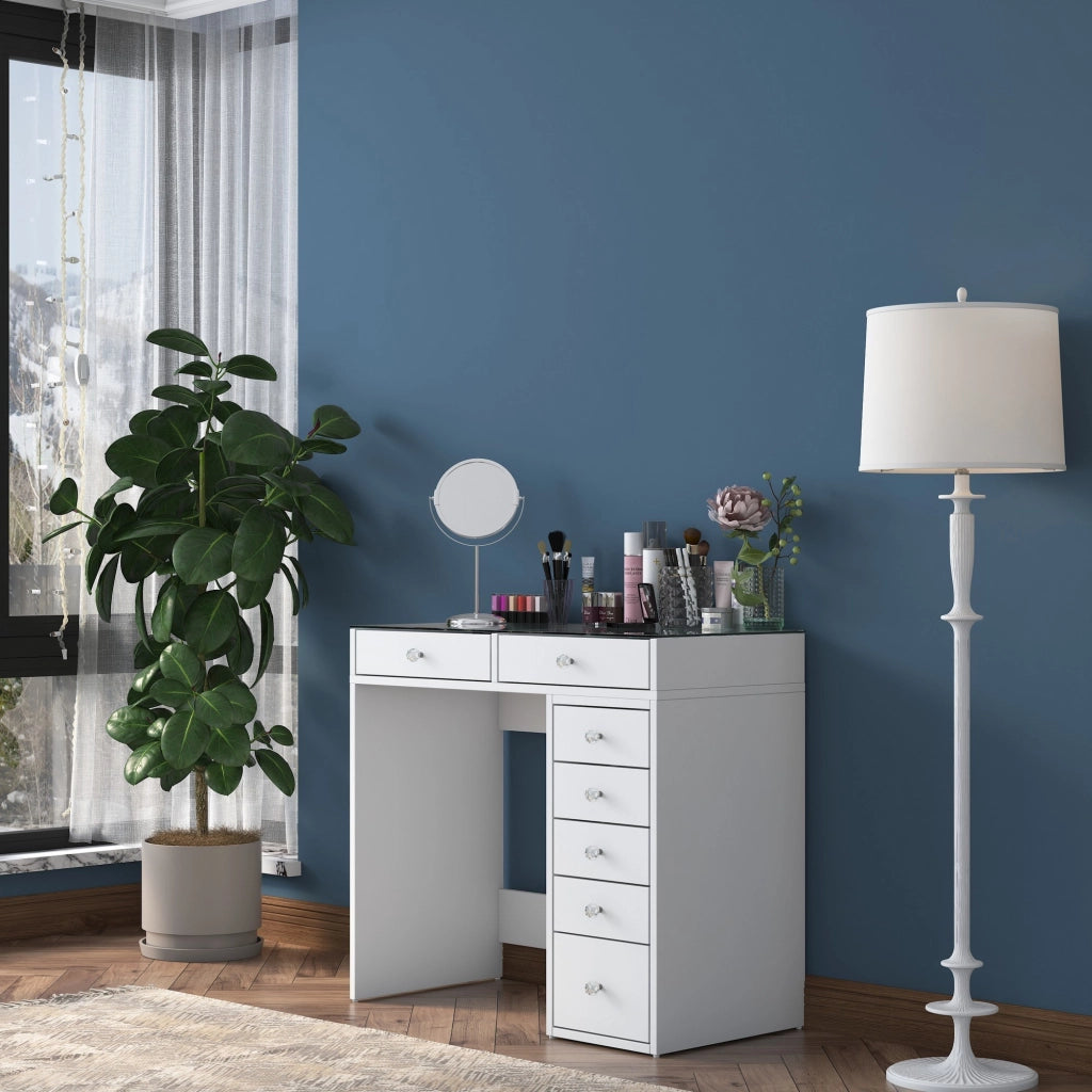 Comodino "Soma" con cassetti in legno incorporati - 90 x 44 x 80 cm - Bianco