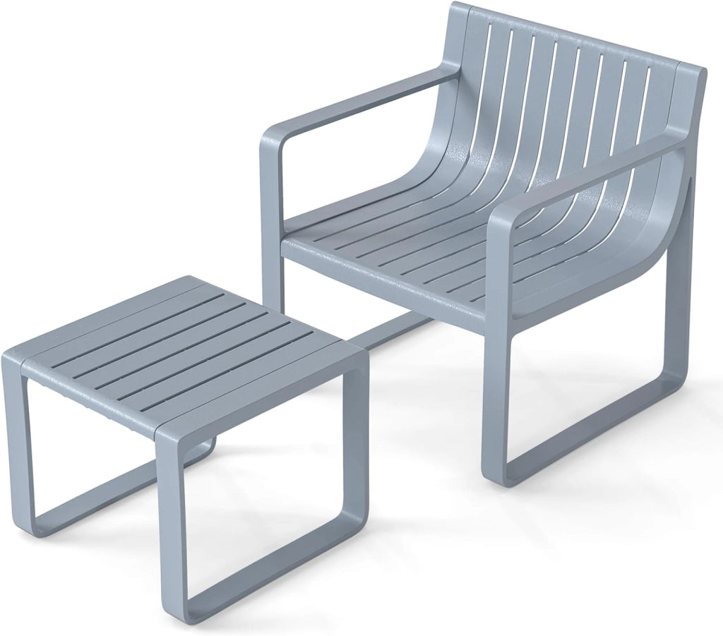 Set di sedie da giardino, 2 pezzi, resistenti alle intemperie, con sedie ergonomiche in PP e tavolino da caffè quadrato, per balcone e veranda