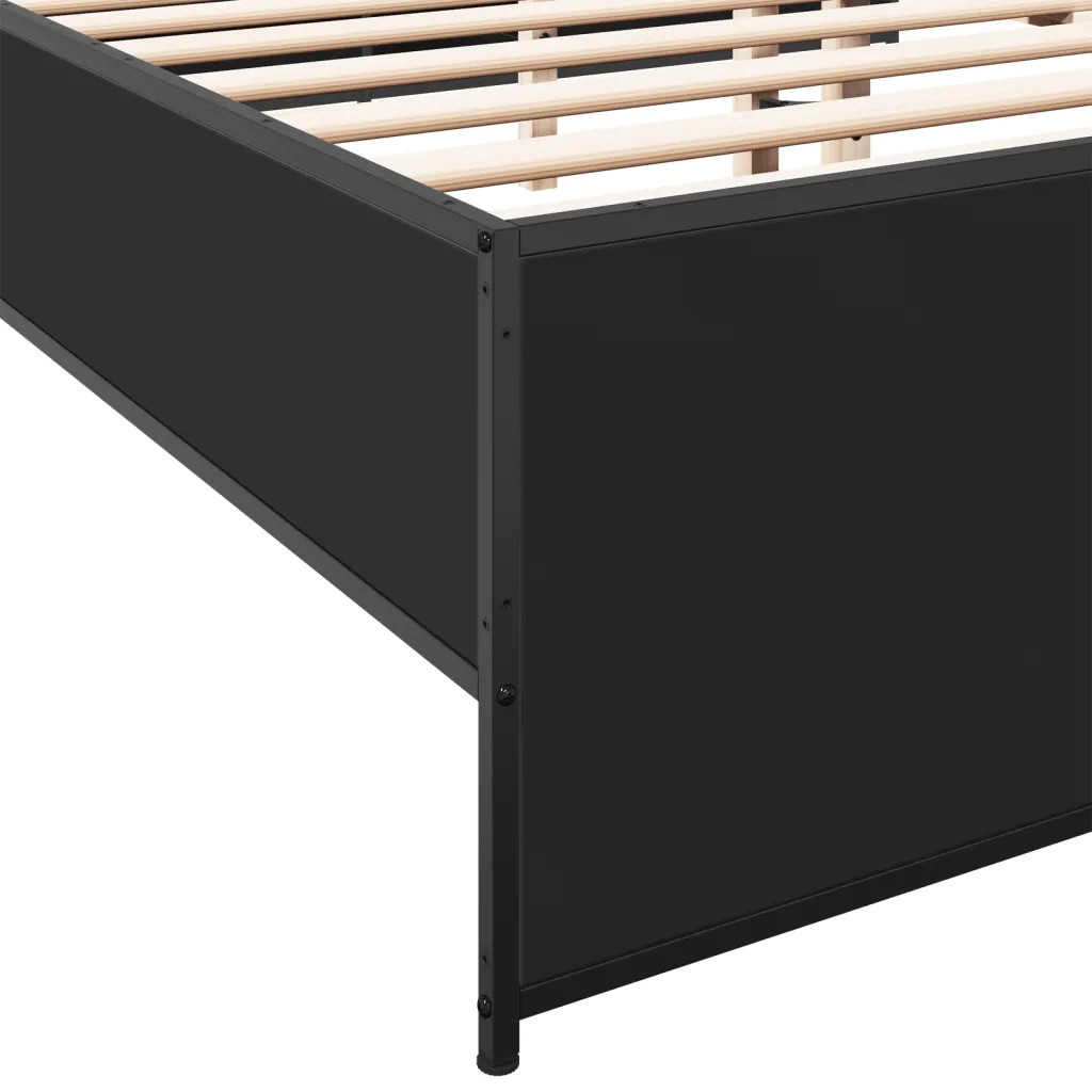 Giroletto-Struttura Letto Nero 160x200 cm in Legno Multistrato e Metallo 103856