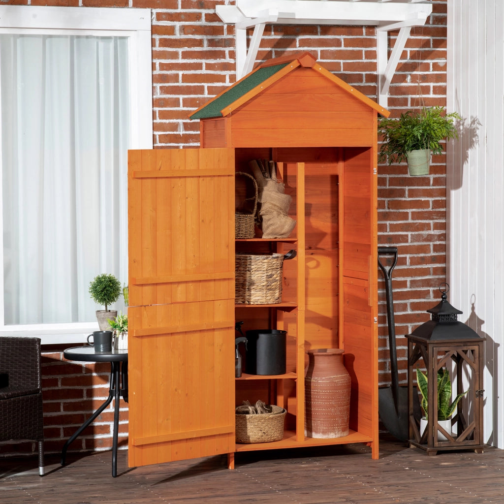 Casetta da Giardino in Legno con 2 Ante e 3 Mensole ¨C zephmum ¨C 84x52x188cm