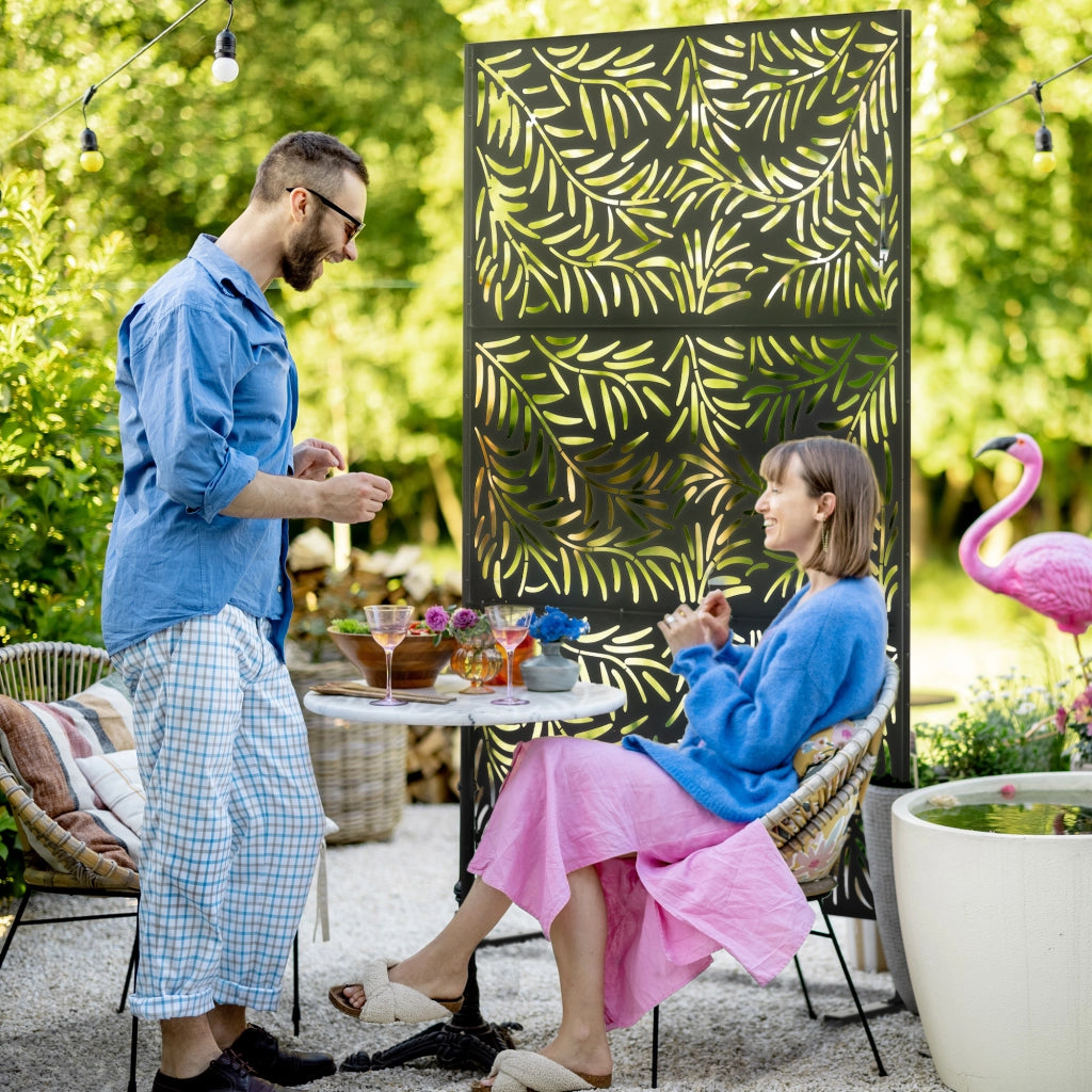 Pannello Sichtschutz per Giardino ¨C zephmum ¨C Nero Acciaio 122x45x198 cm