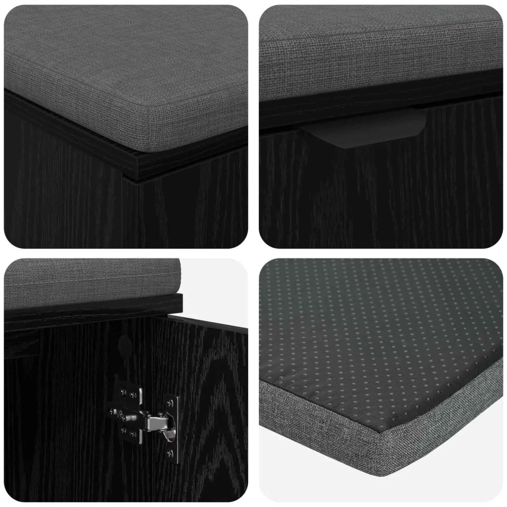 Panca per ingresso con cuscino Rovere Nero 100 x 38 x 46 cm