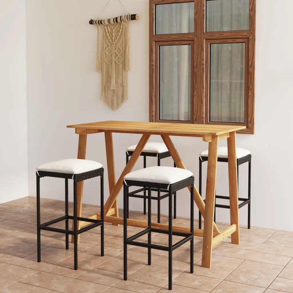 Set da Bar da Giardino 5 pz con Cuscini Grigio 3067963