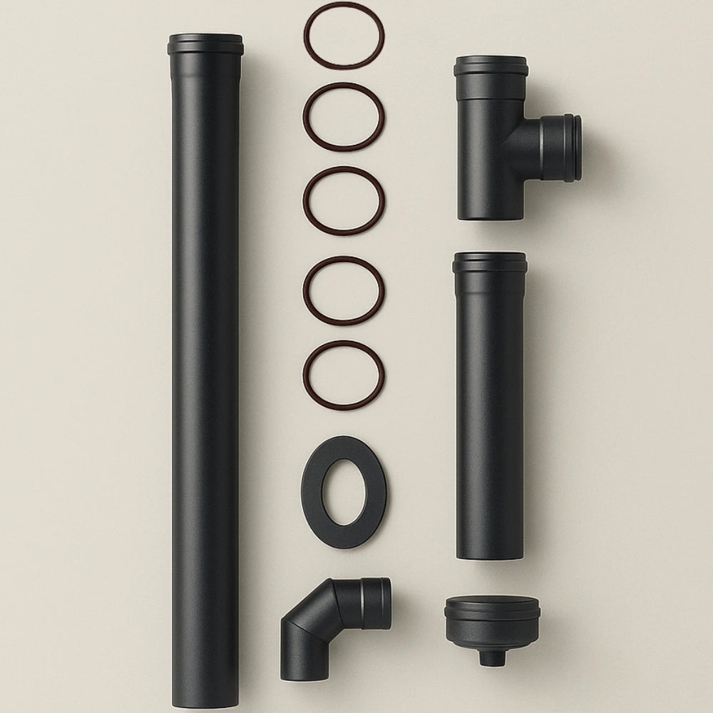 Kit facile pellet completo 11 pezzi per canale da fumo diametro 80 mm
