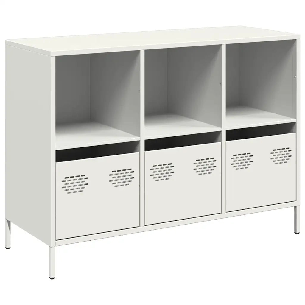 Credenza Bianca 101,5x39x73,5 cm in Acciaio Laminato a Freddo 851369