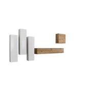 Set arredamento salotto SWITCH III design, colori rovere e bianco. Finiture effetto rovere fresato e lucido.