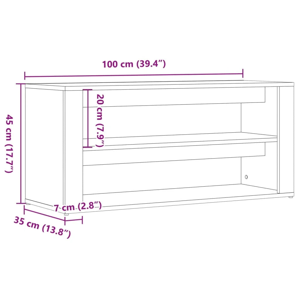 Panca portascarpe/stivali cassettiera scaffale mobiletto portaoggetti per ingresso legno di recupero 100 x 35 x 45 cm legno ingegnerizzato marrone 02_0023011
