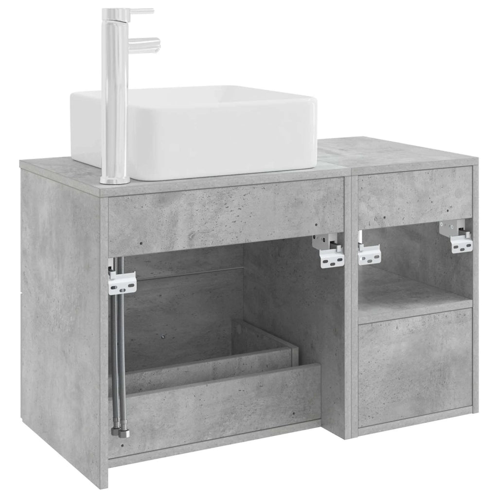 Set di mobili per il bagno 2 pz Grigio Cemento 3403883
