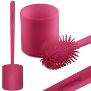 Borsetto per il water con setole di silicone - 1 pezzo - colore magenta - per una pulizia rapida e igienica del water