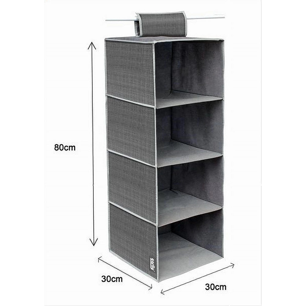 Trade Shop - Organizer Per Armadio Con 4 Ripiani Porta Oggetti Salvaspazio 80x30x30 Cm 69702 -
