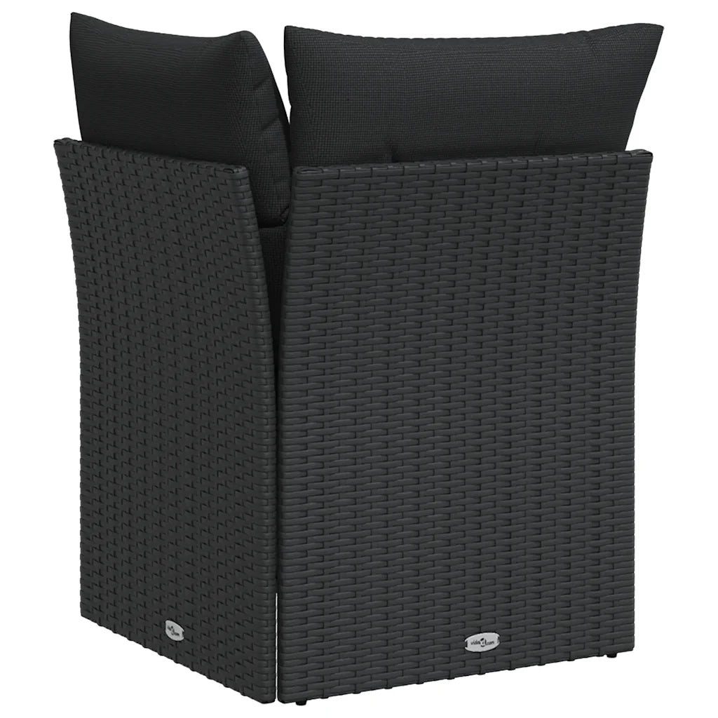 Divano da giardino angolare con Cuscini-Sofa da Giardino-Divano da esterno nero in polyrattan