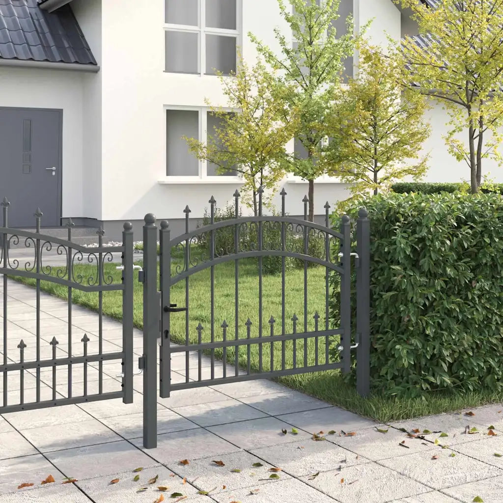 Cancello con Punta a Lancia KAMPEN 103 x 75 cm Acciaio Grigio 42009037