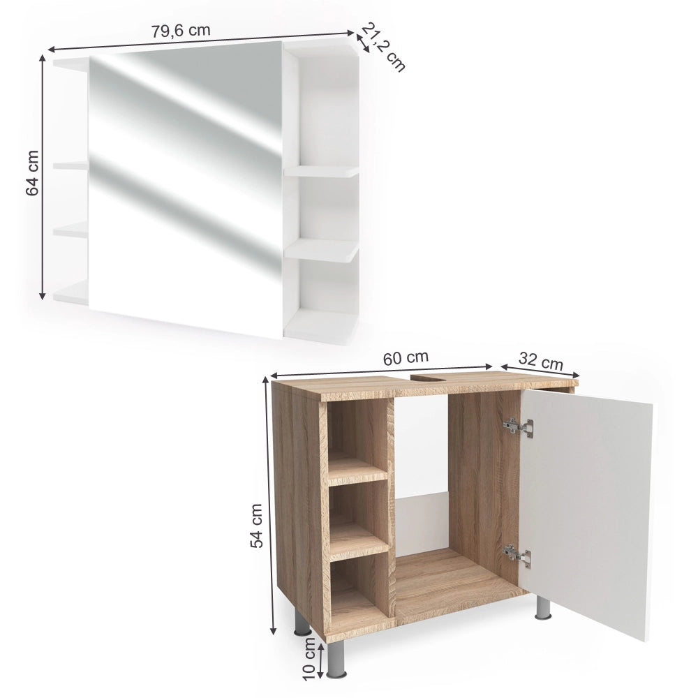 Vicco Set mobili bagno Sonoma 2 parti