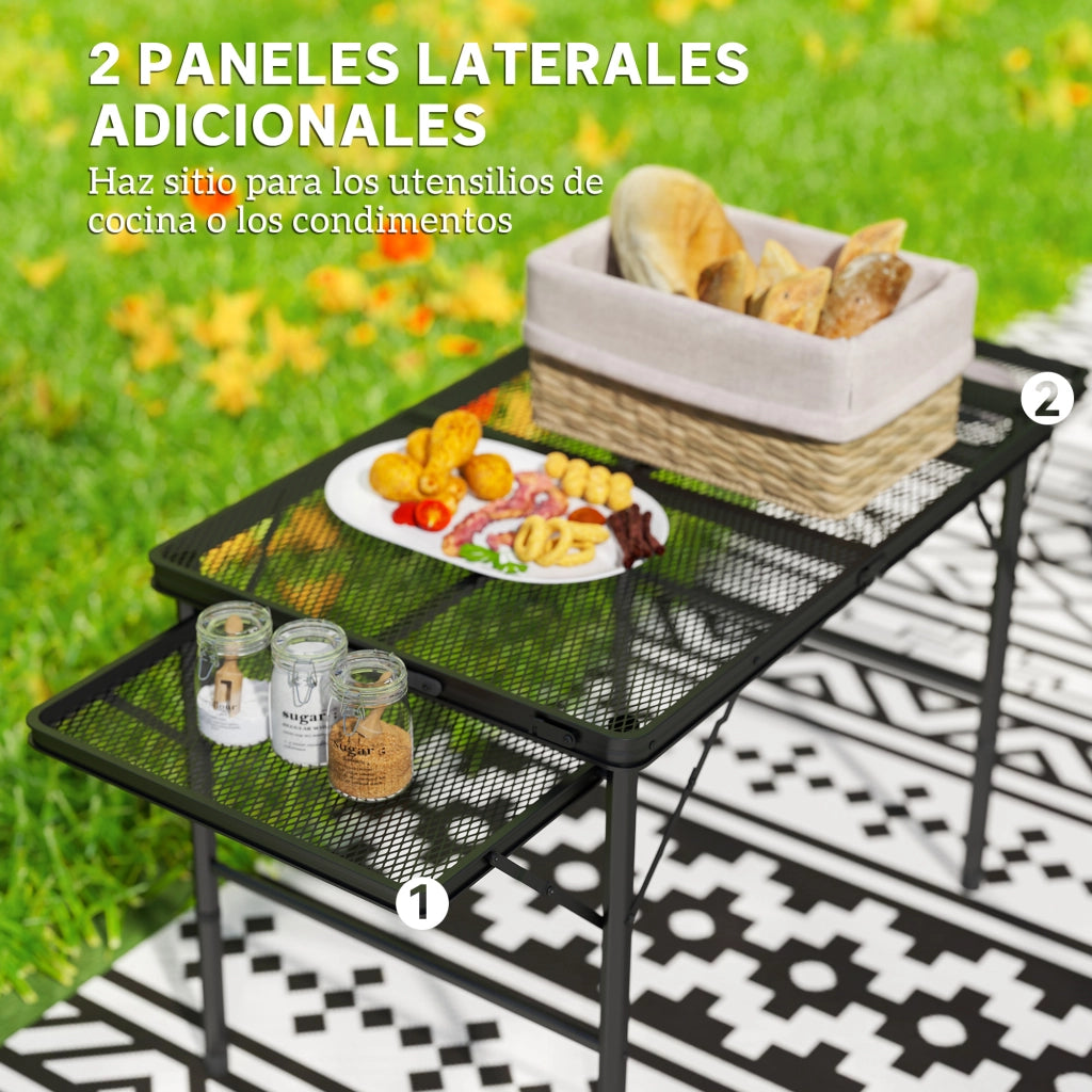 Tavolo Pieghevole da Cucina con Laterali Abatibili e Altezza Regolabile ¨C Zephmum ¨C Grigio 137x62x67 cm