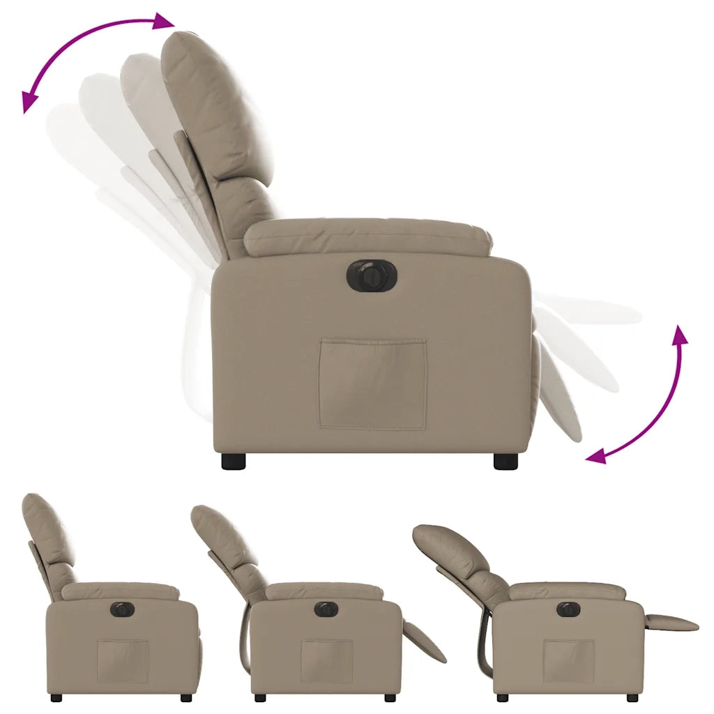 Poltrona | Sedia Relax Reclinabile Elettrica Cappuccino in Similpelle