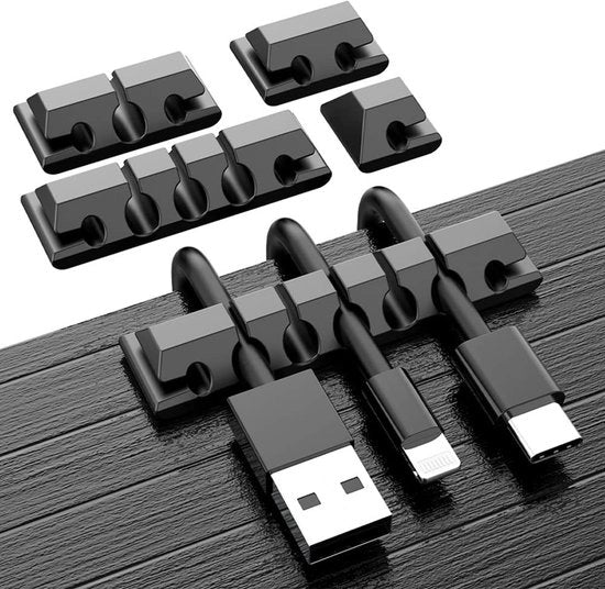 Organizzatori per cavi - Clip per cavi - Organizzatore per cavi - Adesivo auto-attacco - Silicone - Supporto per cavo USB - Per uso domestico e ufficio - 5 pezzi