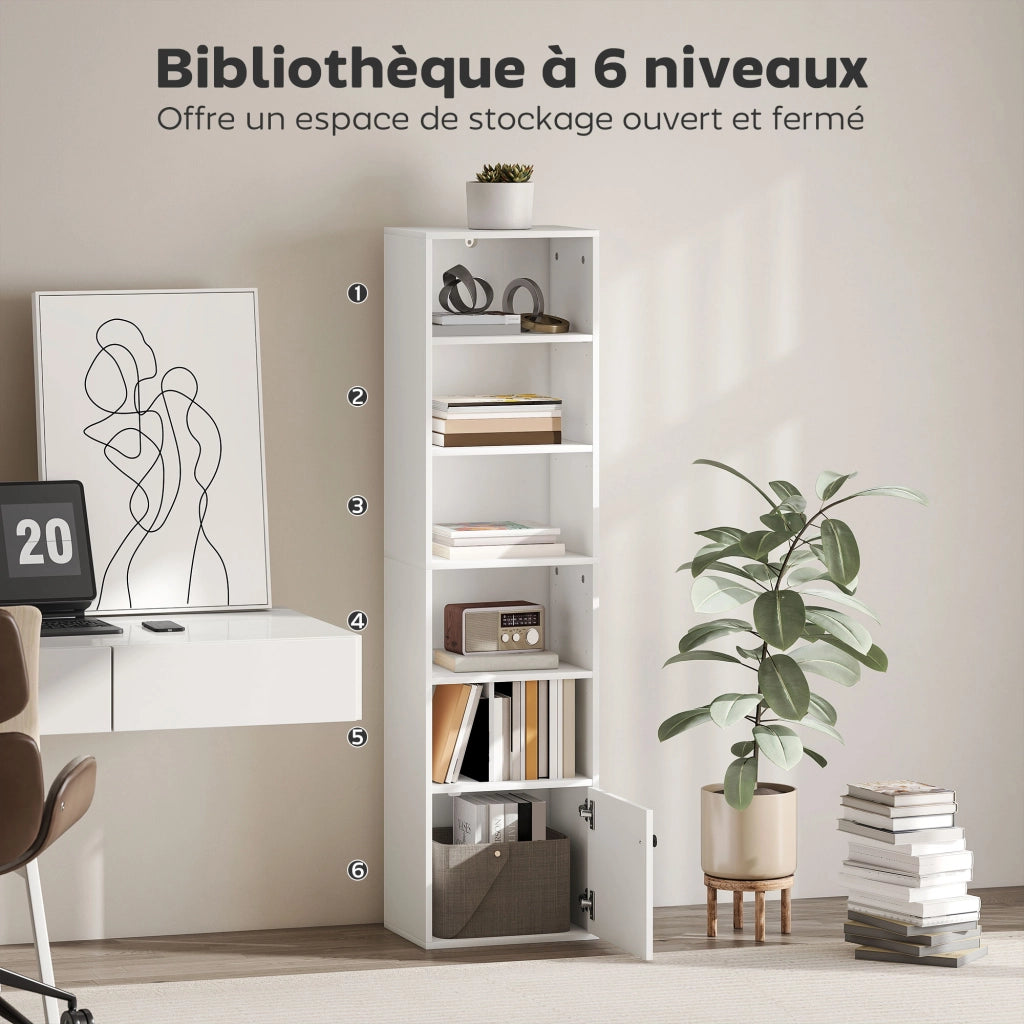 Libreria 6 ripiani con ante e scaffali regolabili ¨C Xylo ¨C Bianco 40x30x156 cm