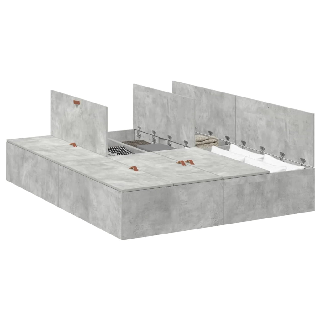 Struttura letto con contenitore Grigio cemento 140 x 190 cm 3335432