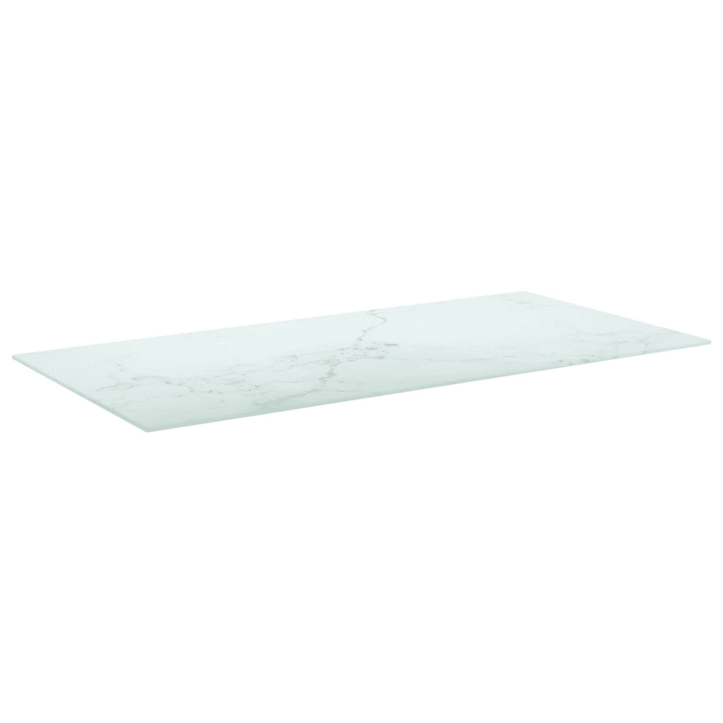 Piano Tavolo Bianco 100x50 cm 6mm Vetro Temperato Design Marmo 322258