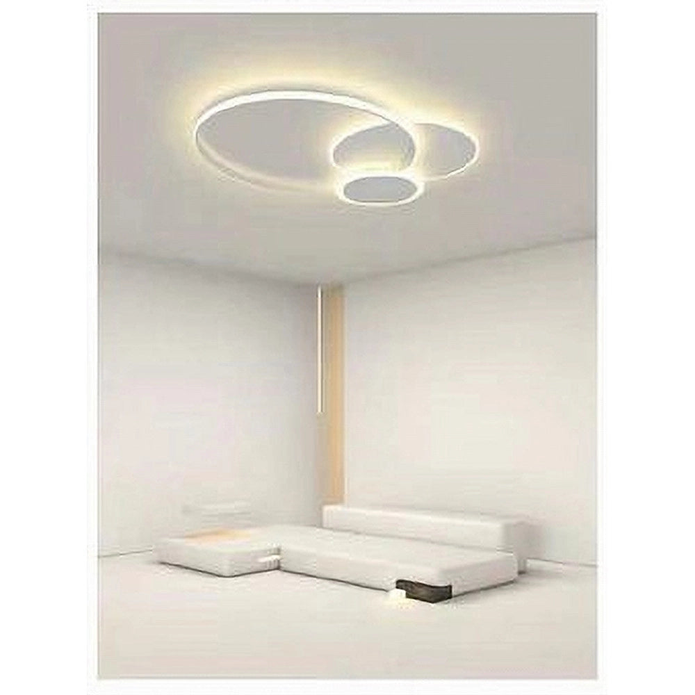Trade Shop - Plafoniera Luce Naturale Led Cerchi 38w Lampadario Soffitto Bianco Moderno 50019 -