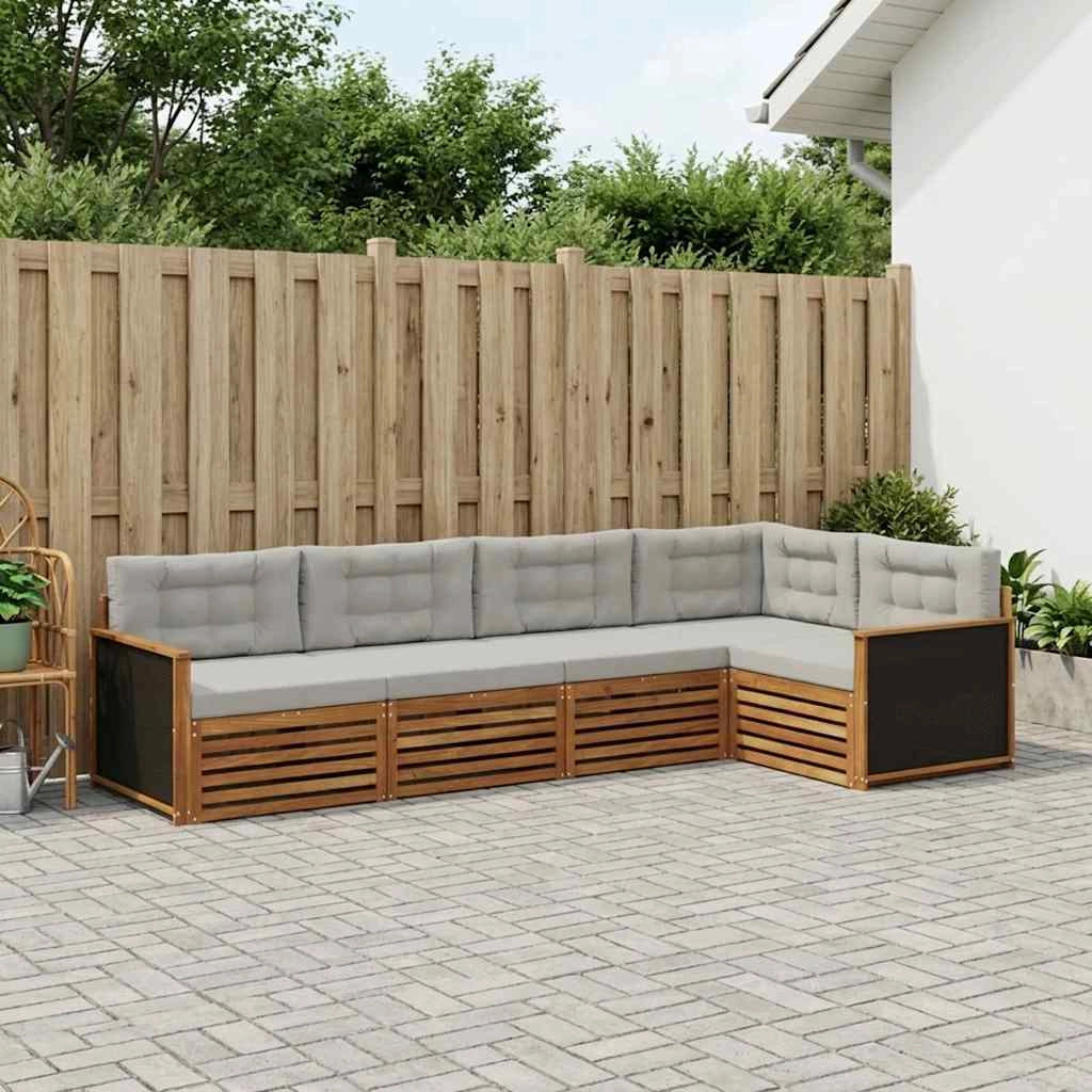 Set di divani da esterno 5 pz Naturale e Grigio Chiaro 3383344