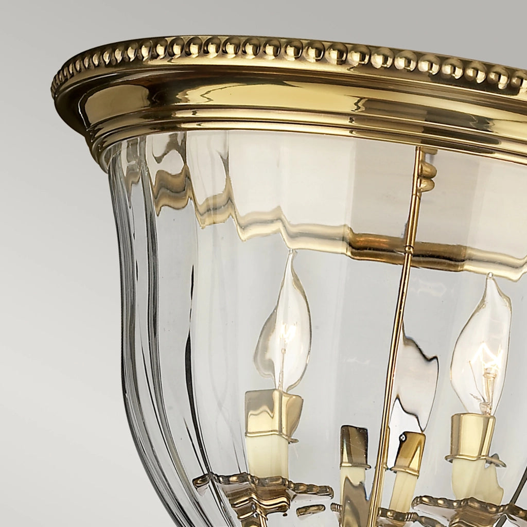 Plafoniera Contemporanea Cambridge Ottone Brunito Vetro 3 Luci E14