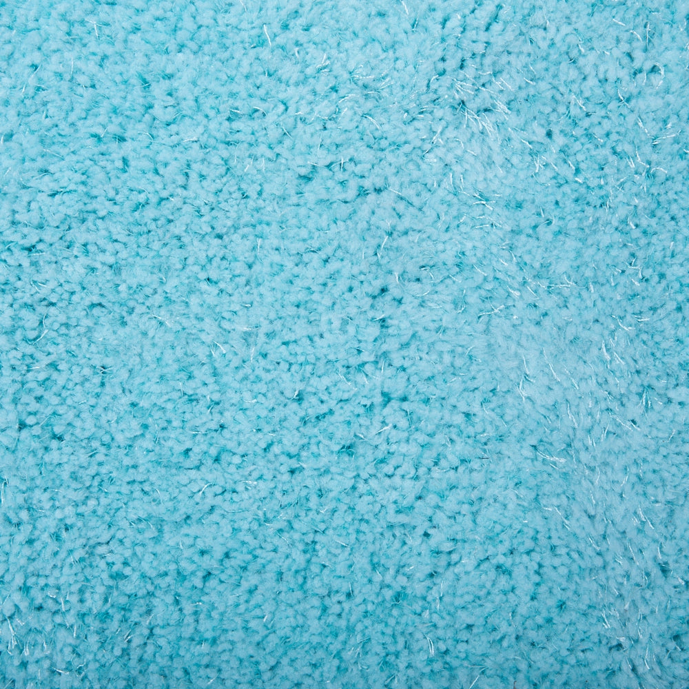 Tappeto Shaggy Blu 140 cm Moderno Tappeto Rotondo Turchese a Pelo Lungo