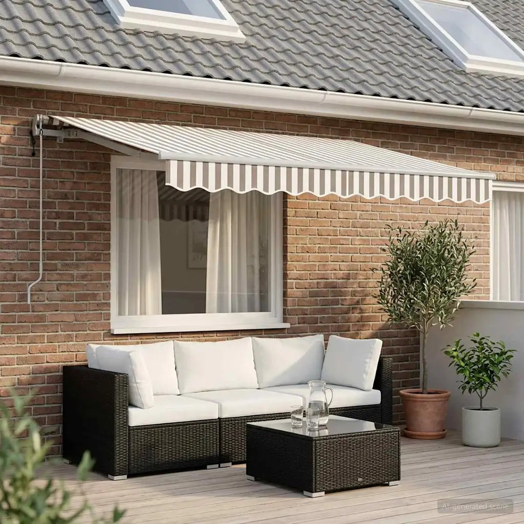 Tenda retrattile Grigio chiaro e bianco 300 x 250 cm 3425838