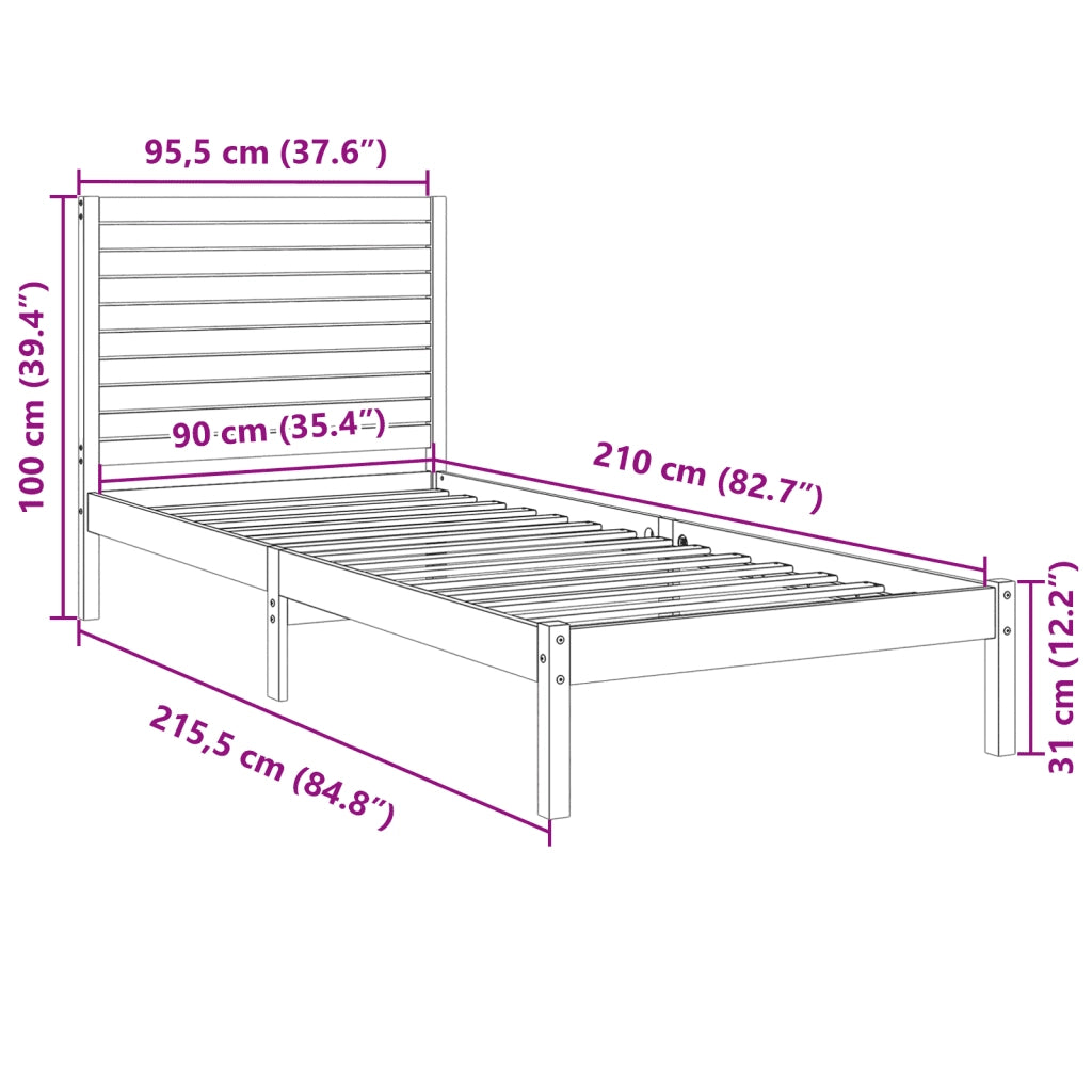 Giroletto Extra Lungo senza Materasso 90x210 cm Legno Massello