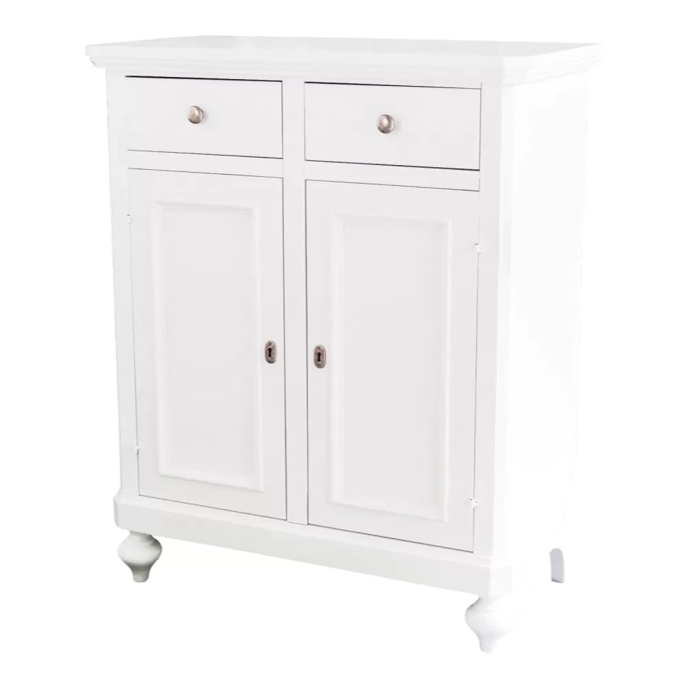 Credenza arte povera 2 ante legno bianco opaco 80x43x97 (1116) - Mobili 2G