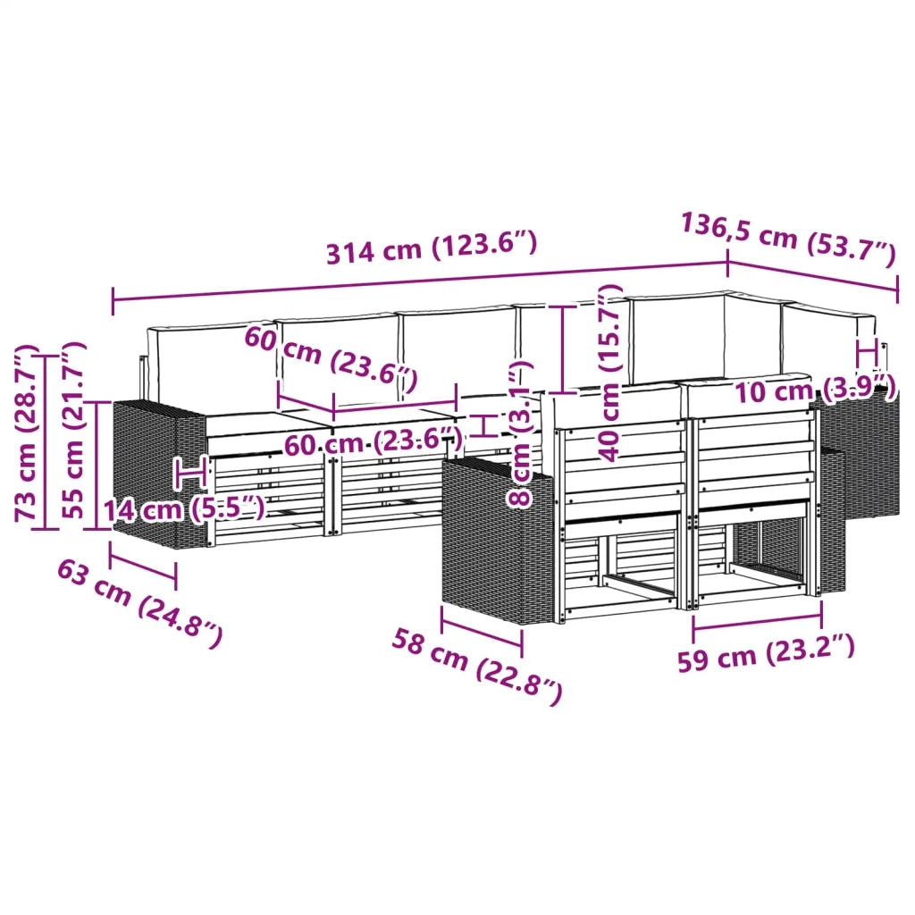 Set di divani da esterno 8 pz Poliestere 3384518