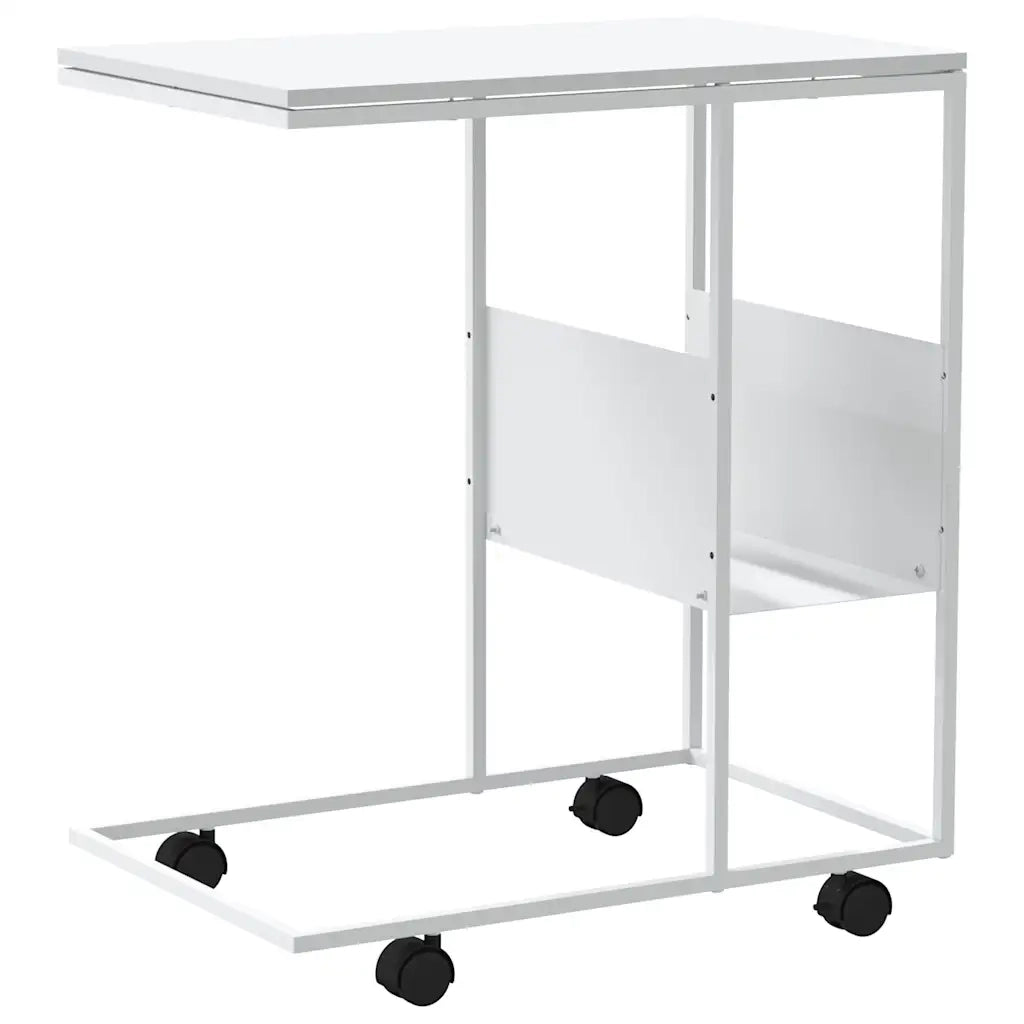 Tavolino con Ruote Bianco 55x36x63,5 cm in Legno Multistrato cod mxl 58227