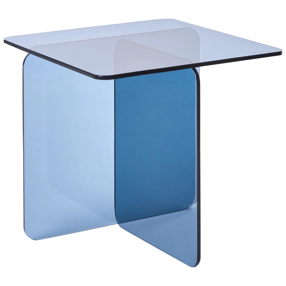 Tavolino in vetro blu 46 x 50 cm Stile astratto Stile minimalista Soggiorno