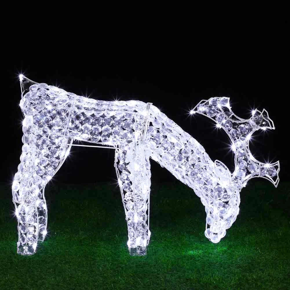 Renna Natalizia Luminosa mangia erba 3D in Acrilico 100 LED Bianco Freddo H42 cm