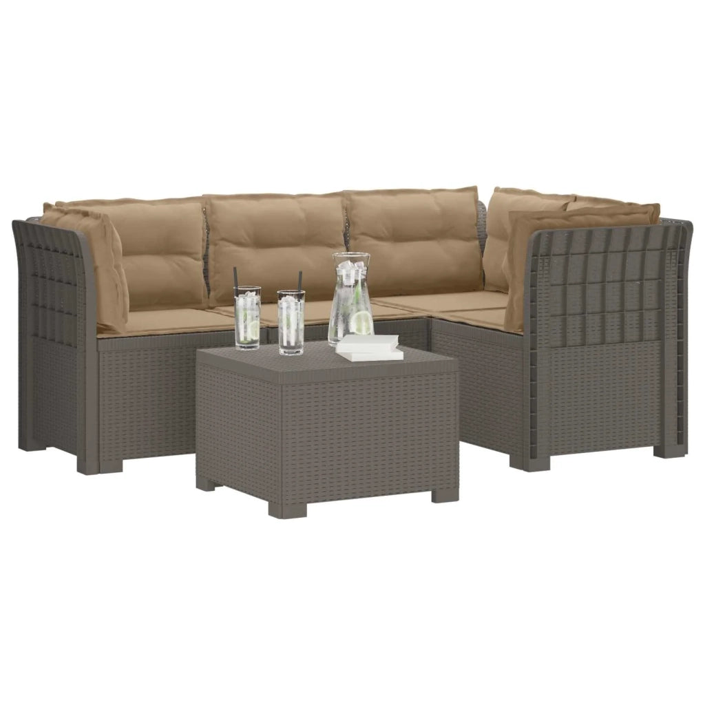 Divano da giardino 4 posti con cuscini aspetto rattan PP 3444028