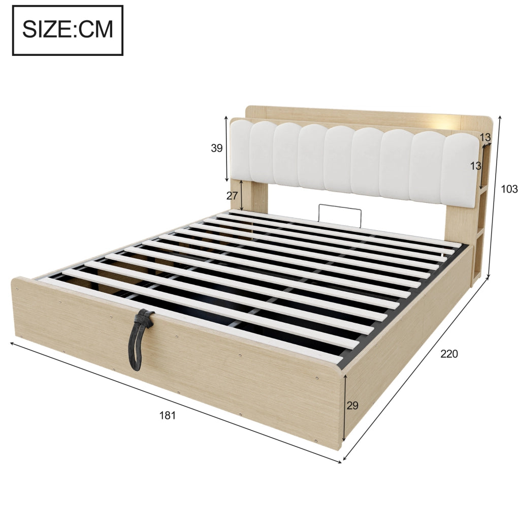 Letto matrimoniale 180x200 con contenitore idraulico e USB